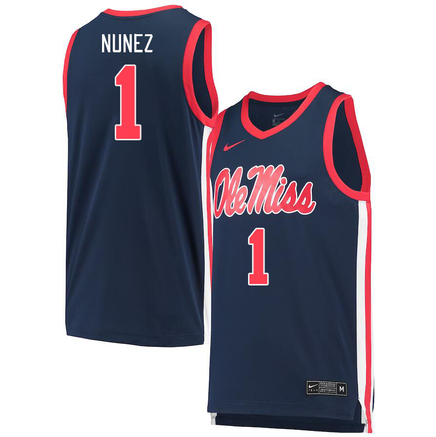 Ole Miss Rebels #1 Austin Nunez College Basketball Jerseys Stitched Sale-Navy